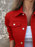 Women's Denim Jacket Short Button Front Long Sleeve with Pockets 232734e4-c411-4a8e-92bd-5613e8c47d52-Max-Origin Trendsi