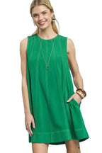 Umgee Sleeveless Swing Dress in Linen Blend Fabric