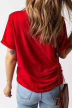 Women's T-Shirt Patriotic USA Bow Graphic Print Red Short Sleeve Top Tees 232f4623-933f-4f38-852d-2d92e7fa3a49-Max-Origin Trendsi