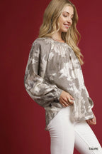 Umgee Blouse Metallic Fabric with Balloon Long Sleeves Top S-2XL 2337cfe5-b7a6-41c7-9921-4e475e809520-Max-Origin Trendsi