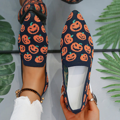 Pointed Toe Slip-On Flats with Mesh and Rubber Material, Imported, Multiple Sizes