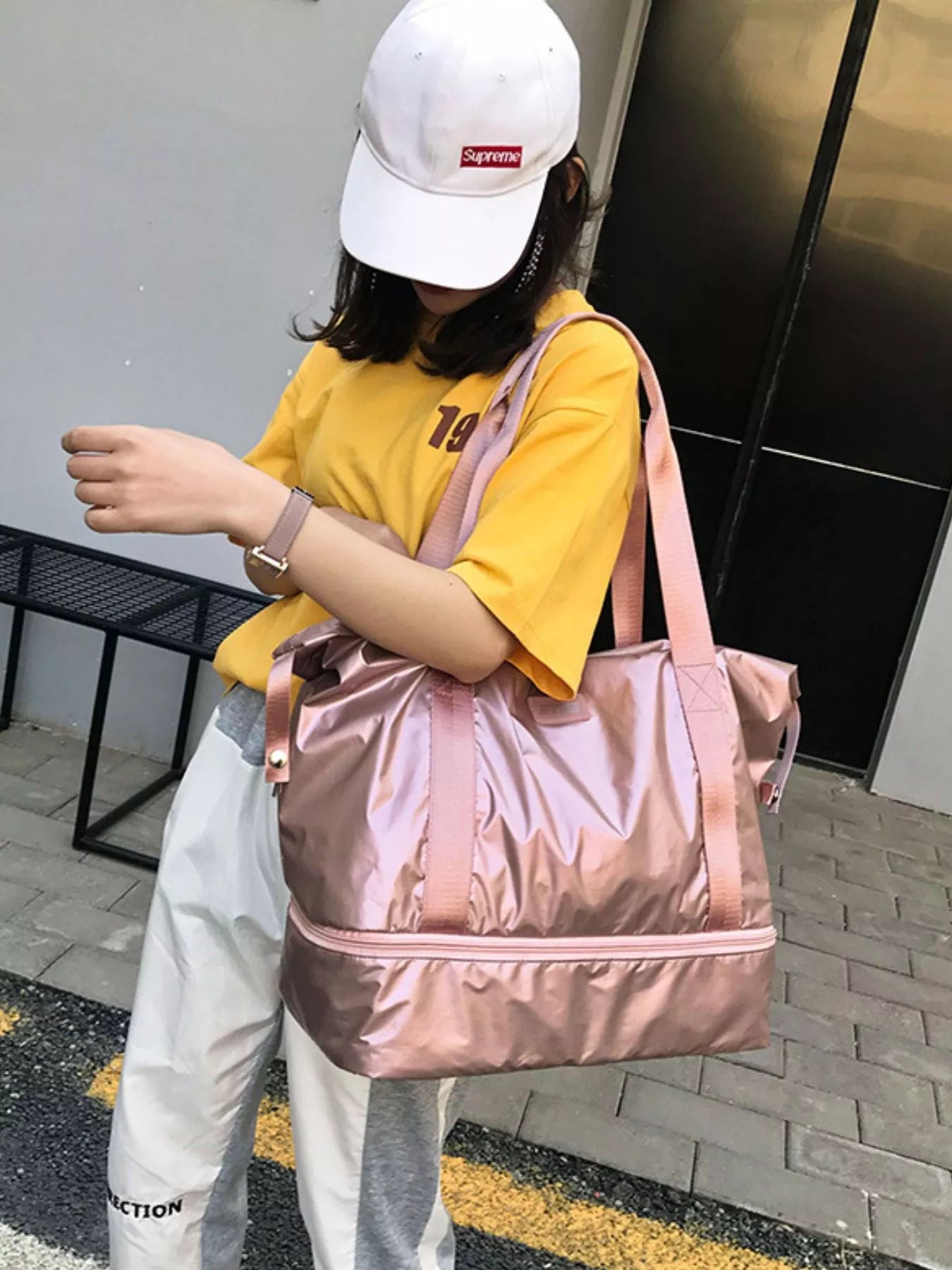 Waterproof Travel Bag Large Pink Lightweight Fiber Zipper Handbag 234027c1-fbf9-4921-8c25-5343bb3eff1d-Max-Origin Trendsi