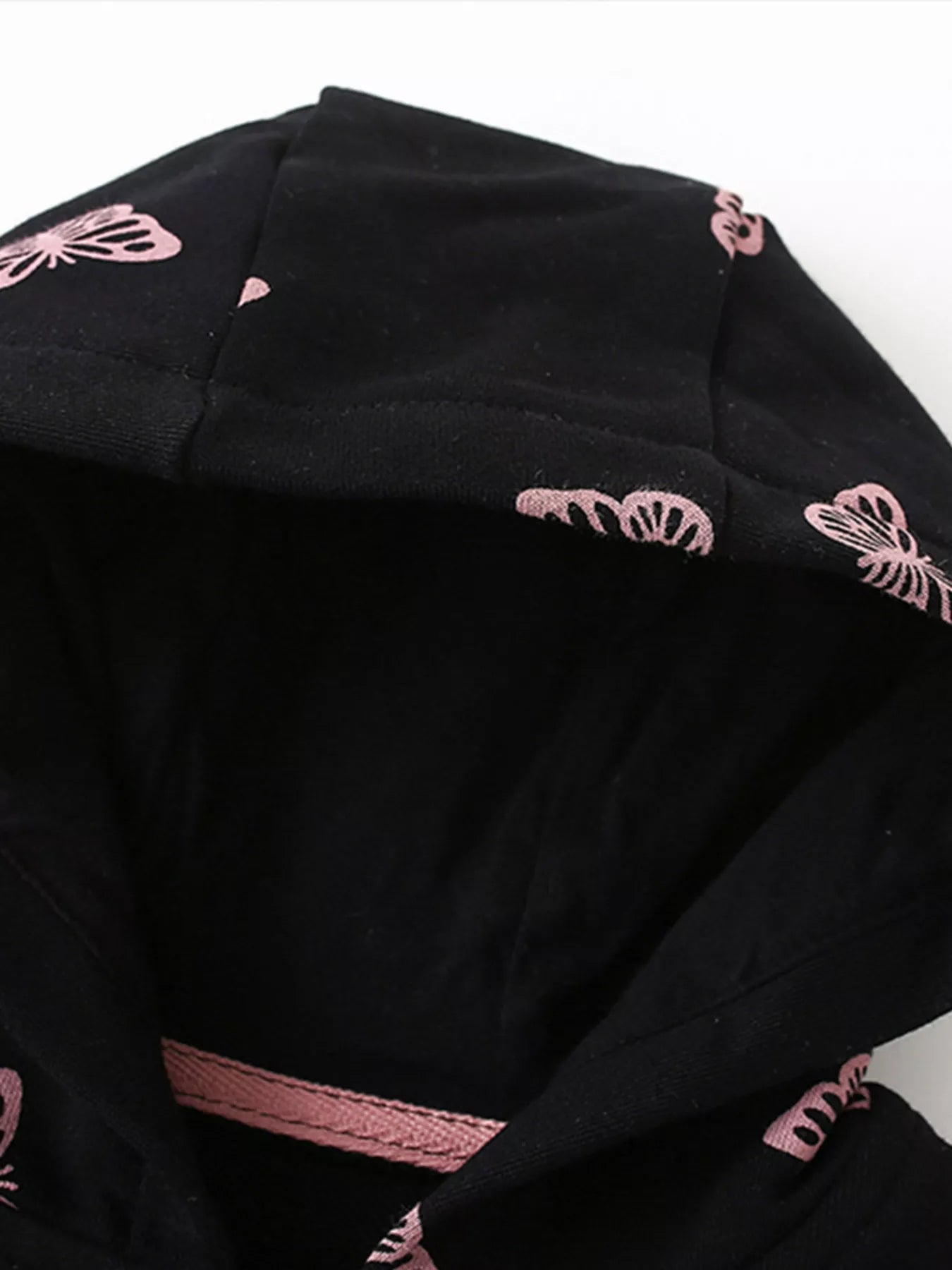 Girl's Hoodie Black Children's Pink Butterfly Zip-Up Long Sleeve 234f0018a7044d88a1925655a83e1f69-Max-Origin Trendsi