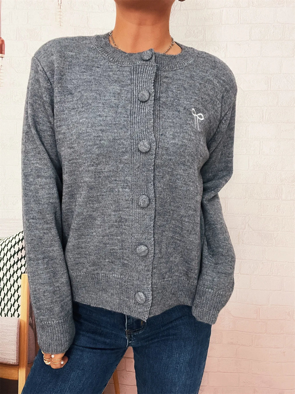 Women's Cardigan Button-Up Long Sleeve Embroidered Knit 23536be0342e424fa21c166ecb133b20-Max-Origin Trendsi