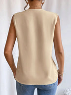 Cami Tank Top Women's V-Neck Pleated Sleeveless Elegant Blouse 236aa787-6495-47b5-aebe-d7aed8eafe46-Max-Origin Trendsi