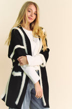 Davi & Dani Women Cardigan Fuzzy Trim Open Front Loose Fit Soft Warm 236da9a1-6d30-4b1d-95f6-149d8e8bfdb9-Max Trendsi