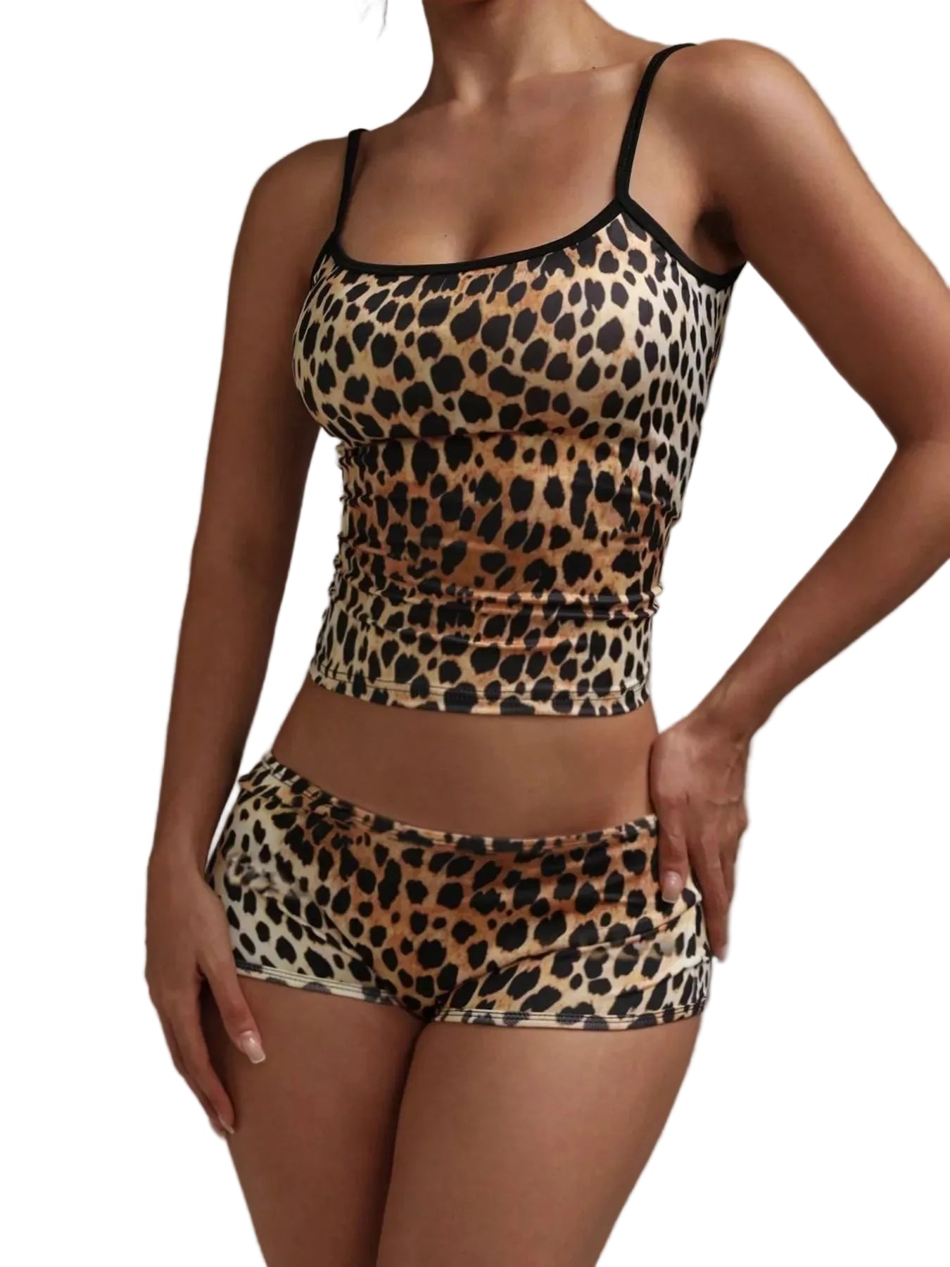 Leopard Print Camisole and Shorts Set