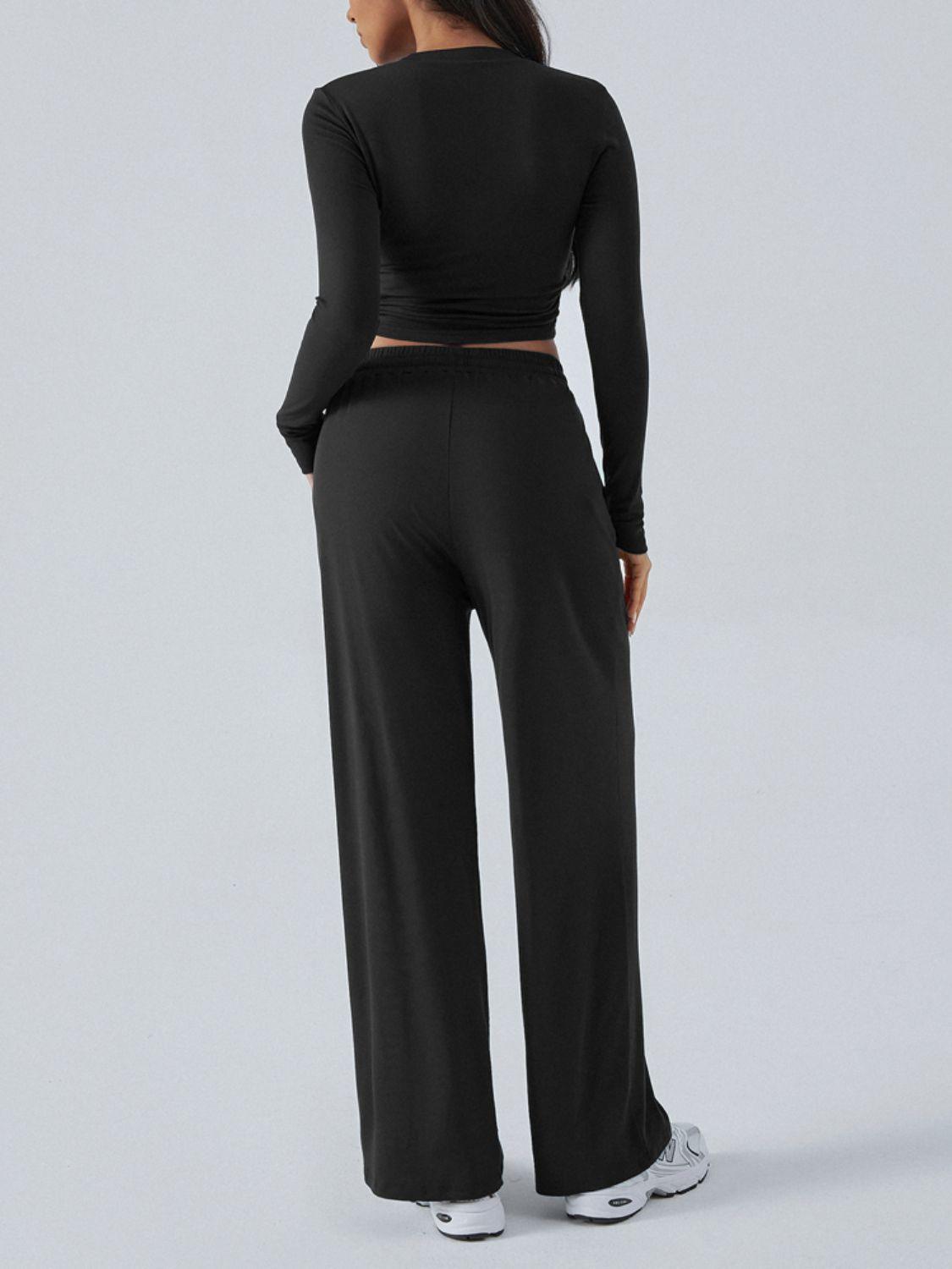 Devine Outfit Set Round Neck Long Sleeve Top and Pants Set 238e6be2-6b9c-496e-9793-07e8bfcbae00-Max Trendsi