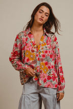BiBi Women's Shirt Rose Floral Printed Smocked Long Sleeve Top 238f8fd31a3e48bdb4895f8f7003d88f-Max-Origin Trendsi