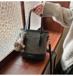Women's Casual Bucket Crossbody Bag Mini Pu Leather Double Handles Purses
