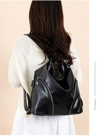 Women's Casual Tote Handbags Pu Leather Zipper Outer Pockets Backpack Crossbody