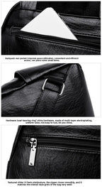 Women's Backpack Flap Soft Pu Leather Medium Fashionable Travel Shoulder Bag