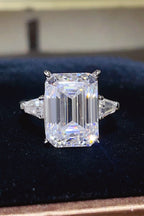Silver Ring 10 Carat Moissanite Rectangle Stone 925 Sterling Platinum-plated 23b6086b-74d8-4528-a8c2-152325549d84-Max Trendsi