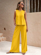 Outfit Set Round Neck Sleeveless Top and Wide Leg Pants Set 23d65acc-1345-44ab-b51a-4d07a4c58abc-Max Trendsi