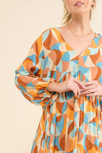 And The Why Mini Dress Geometric Colorful Printed Open Back Puff Sleeve 23f1a2cfa03b4b11b23013131305ff4e-Max-Origin Trendsi