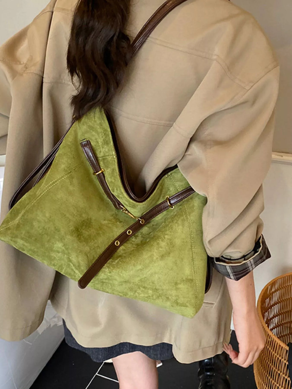 Womens Suede Tote Bag Large Handbag 23fba572-4013-4cbf-b463-cdf91c8bf99b-Max-Origin Trendsi