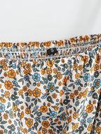 Women Floral Bohemian Outfits Strap Crop Tops Drawstring Mini Skirts Summer 2 Pcs