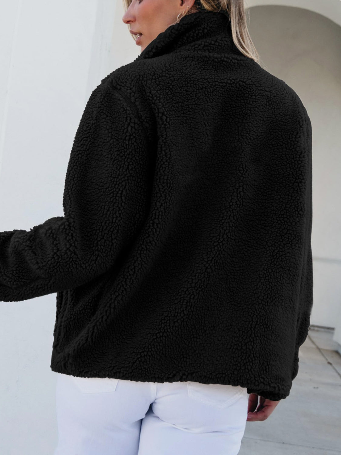 Plush Women Jacket Zip Up Long Sleeve Zip Outer Pocket Collared Outwear 240bb51f-e51d-4df8-93f5-6caedcd84372-Max Trendsi