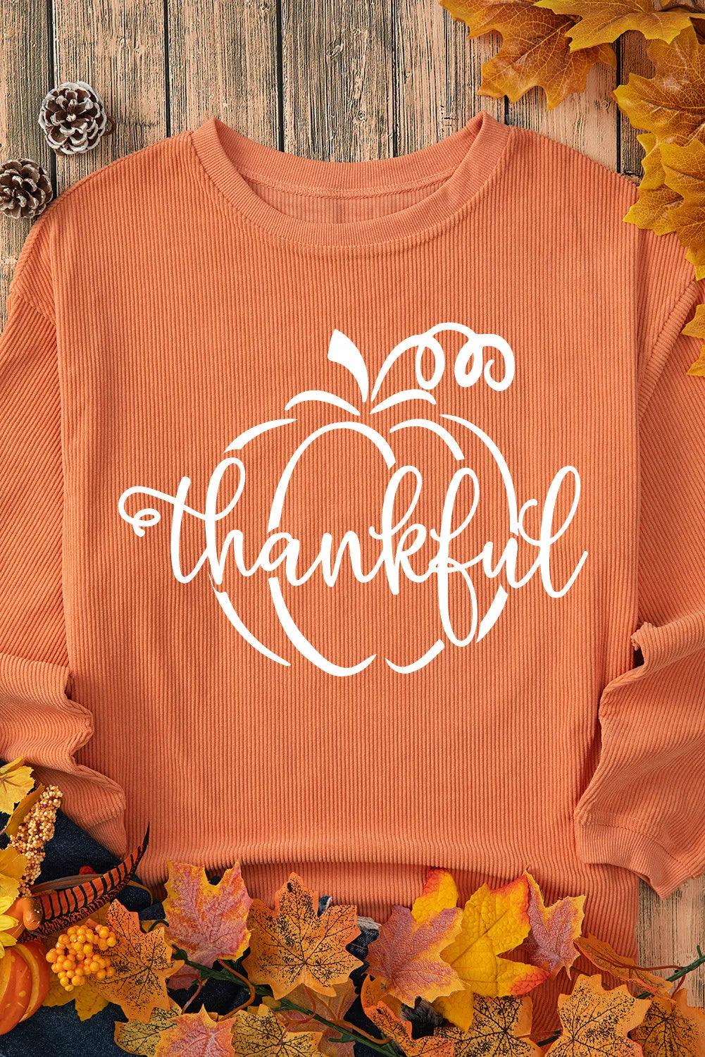 Sweatshirt Round Neck Long Sleeve Thankful Pumpkin Print Top 2415f6da-b192-43d8-9a58-2ca704336d13-Max Trendsi