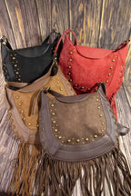 Fame Accessories Womens Shoulder Bag Rivet Trim Suede Fringe Crossbody 244d66b99881458397a3e9c49bfbd606-Max-Origin Trendsi