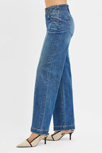 RISEN Womens Wide Baggy Jeans Mid Rise dark Wash Denim Pants 246a2d3200f0414a8766d10405065877-Max-Origin Trendsi