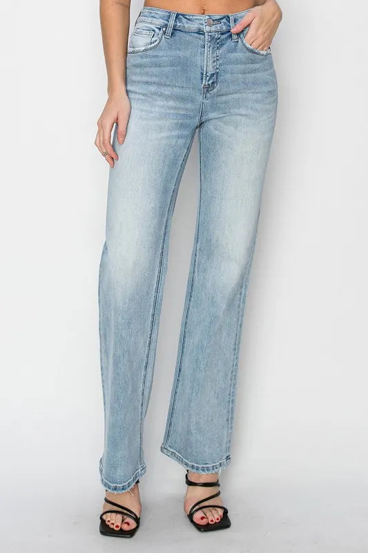 RISEN Straight Jeans High Rise Light Blue Washed 246edf3528dc46f2aa17b512a9052dba-Max-Origin Trendsi
