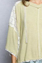 POL Hoodie Womens Pale Sage Short Sleeve Top with Lace Detail 248f580b-54e9-4ed4-ac2e-ce3def0f28c5-Max-Origin Trendsi