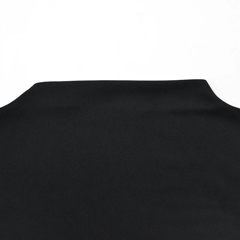Fashion A-Line Mini Dress Mock Neck Short Sleeve Slim Waist Streetwear