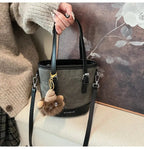Women's Casual Bucket Crossbody Bag Mini Pu Leather Double Handles Purses