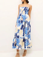Cami Midi Dress Sky Blue Printed Square Neck Smocked Ruffle Hem 24b4573e-d168-4f3b-a3f1-844f89262768-Max-Origin Trendsi