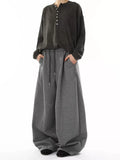 Men's Wide Leg Drawstring Pants with Pockets, 95% Polyester and 5% Spandex