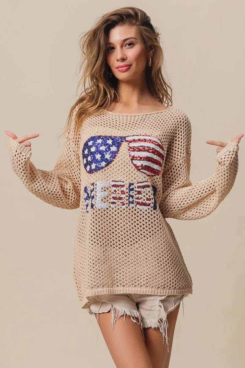 BiBi Knit Top Sequin American Flag Sunglasses Long Sleeve 24ccb3b6da744fc19f9c9e2fd3c8b4b9-Max-Origin Trendsi