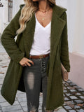 Devine Teddy Coat Pocketed Long Sleeve Hooded Buttoned Outwear Army Green 24d6a12f-dd9f-4a09-8aa3-28d7eeff4e66-Max Trendsi