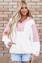 Hoodie Color Block Half Zip Long Sleeve Hooded Sweatshirt 24e5836c-6a5e-47e4-8fe1-e48d1275dbeb-Max Trendsi