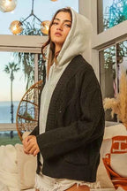 BiBi Knit Hoodie Rhombus Sweater Jacket