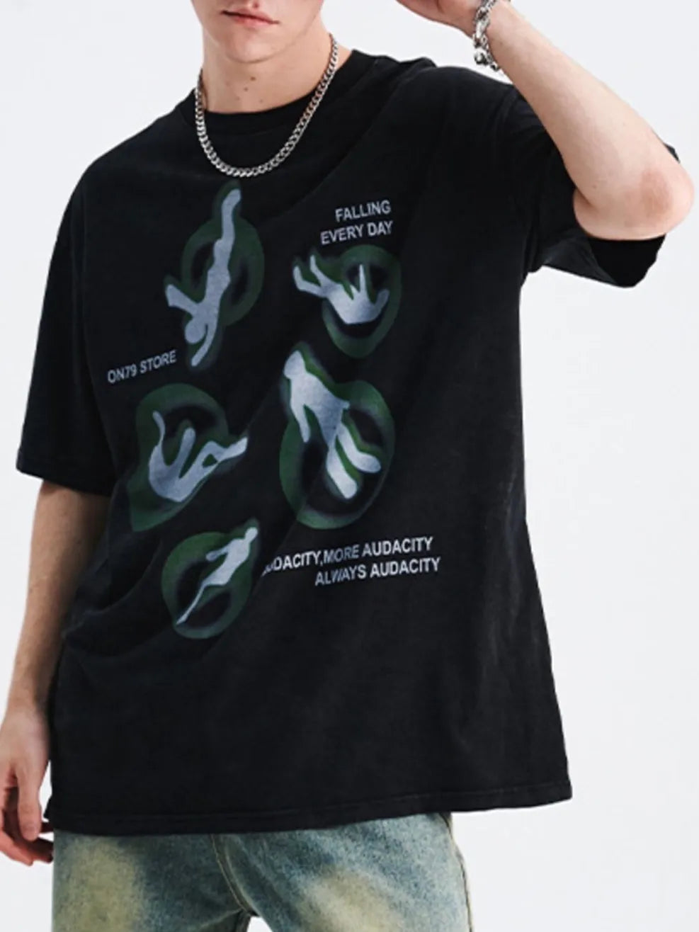 Men's Cotton T-Shirt Wash Black Graphic Print Round Neck Short Sleeve Top Wash Black 24f513be-de2b-4cde-8534-64f997fd9b5e-Max-Origin Trendsi