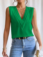 Cami Tank Top Women's V-Neck Pleated Sleeveless Elegant Blouse 24fb2247-b4a0-4452-b028-01b0af2847f4-Max-Origin Trendsi