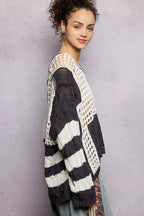 POL Womens Knit Top Black Color-Blocked Stripe Pattern with Twisted Weave 2501d974-0fb5-4c66-86a5-fc54aea8c007-Max-Origin Trendsi