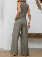 Women's Outfit Set V-Neck Vest and Wide Leg Pants 252932f9-1766-4cbe-9ff9-542030b76ced-Max Trendsi