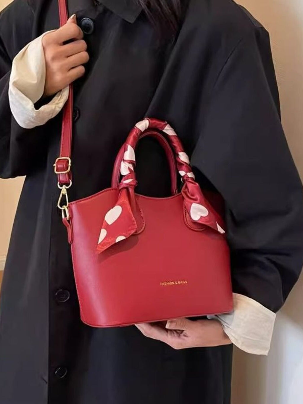 Top Handle Bucket Bag - Small PU Leather Handbag, Imported, One Size (10.6 inches Length)