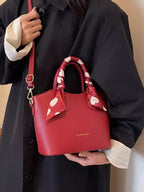 Top Handle Bucket Bag - Small PU Leather Handbag, Imported, One Size (10.6 inches Length)