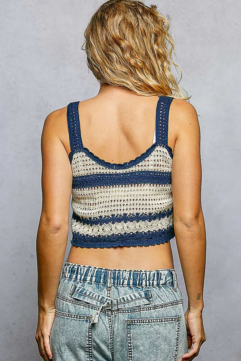 POL Crochet Cami Navy Multi Floral Embroidered Cropped Top with Scalloped Hem 2547aafe-dec4-47af-b03d-14085d243349-Max-Origin Trendsi