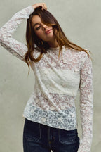 SO ME Womens Blouse Lace Off White Long Sleeve 3d Effect Floral Layering Top 2557bd1da89a425f82fc2019cf226ec2-Max-Origin Trendsi