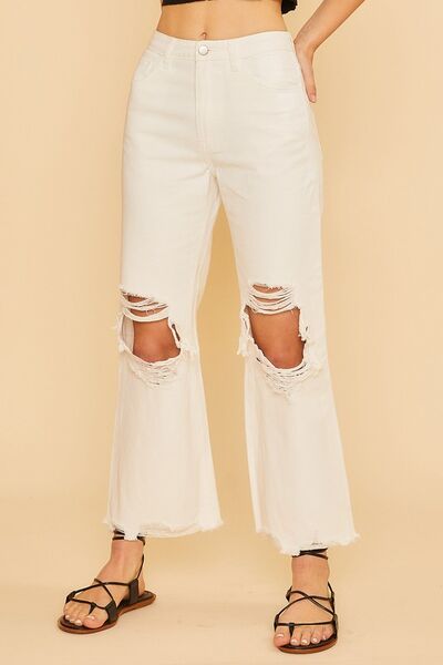 Annie Wear Jeans Distressed White Raw Hem Denim Pants White 25915770-18b0-4273-99e1-87cfb430027d-Min Trendsi