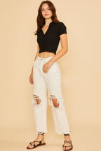 Annie Wear Jeans Distressed White Raw Hem Denim Pants 25950342-bcf6-4f85-bb8c-ff0fc278c150-Min Trendsi