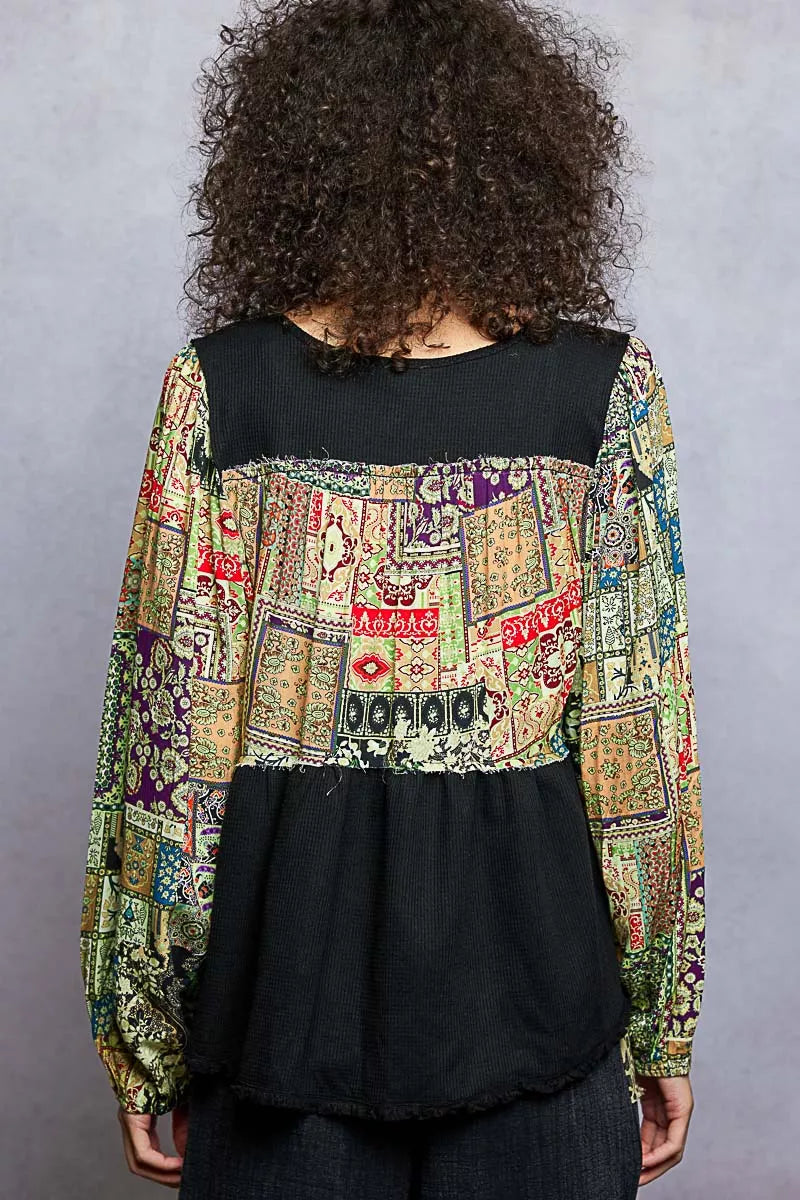 POL Womens Blouse Black Peplum Balloon Sleeve with Trim Detail Top 259e532e-7928-40f3-a153-bf243368dbf4-Max-Origin Trendsi