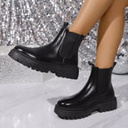 Women's Boots Pu Leather Round Toe Platform Mid Heels Shoes 25ce23ad54d941e7b246eb85c7e0bcf4-Max-Origin Trendsi