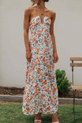 Floral Maxi Dress Halter Cut Out Neck Tiered Backless Watermelon pink 25e66f21-38ae-4ab2-9a4b-a61c3860dc40-Max-Origin Trendsi