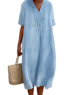 Casual Loose Fit Short Sleeve Midi Dress