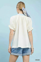 Umgee Blouse Cream Textured V-Neck Top with Lace Trim Details 25fe1fd5-11d5-4568-9ad4-b4c2e2afcbb2-Max-Origin Trendsi